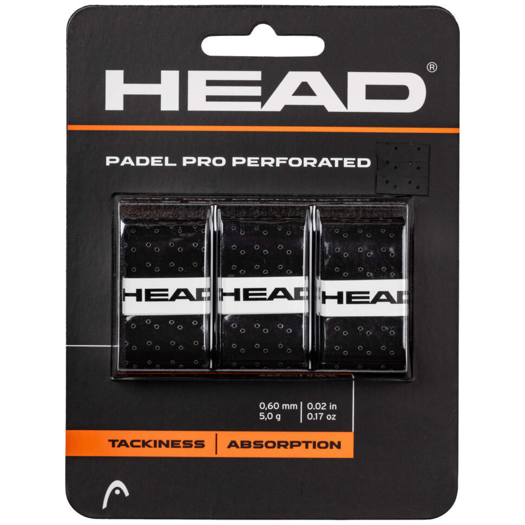 Head Padel Pro Perforated Grips 3 Pcs Pack - Black