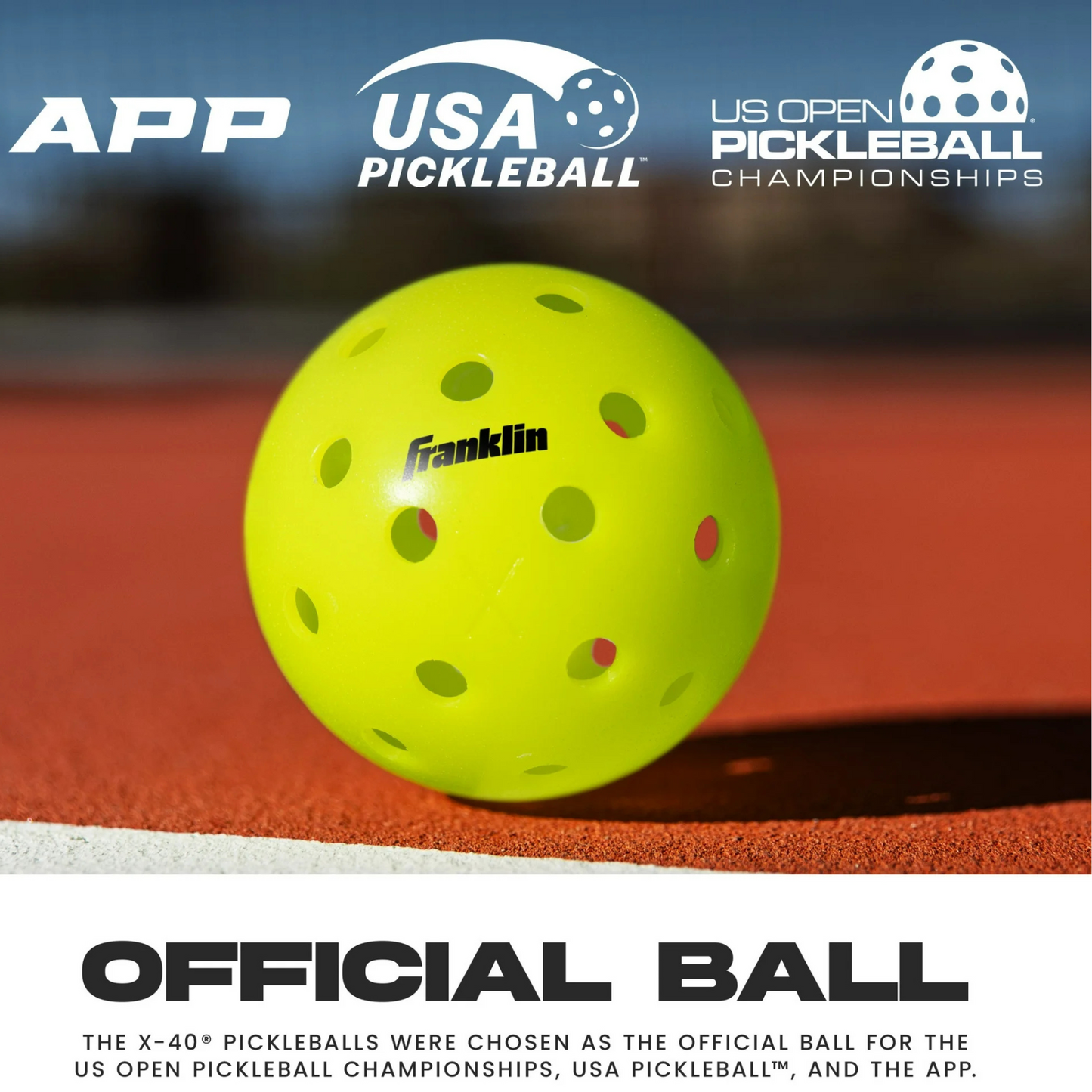 Franklin X-40 Outdoor 3 Pack Pickleballs - Optic Yellow