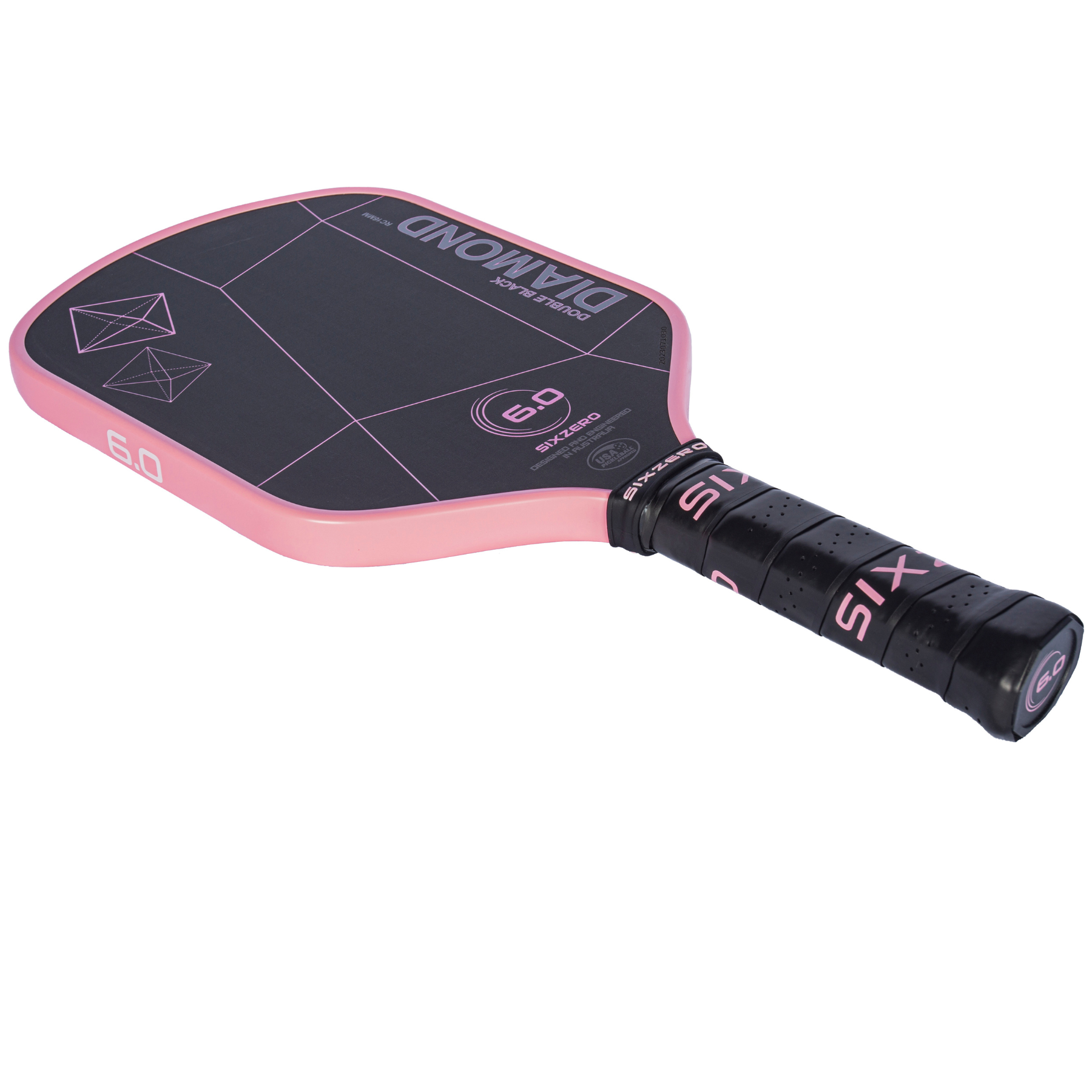 Six Zero Double Black Diamond Control 16mm Pickleball Paddle - Cherry Blossom Pink (Pink Edgeguard)