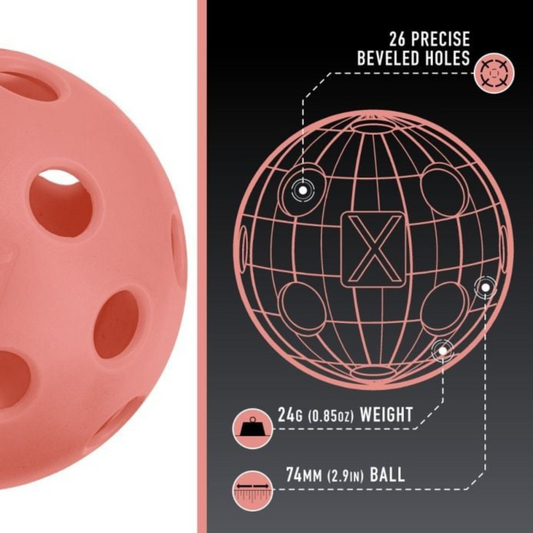 Franklin X-26 Indoor Pickleballs 12 Pack - Coral Orange