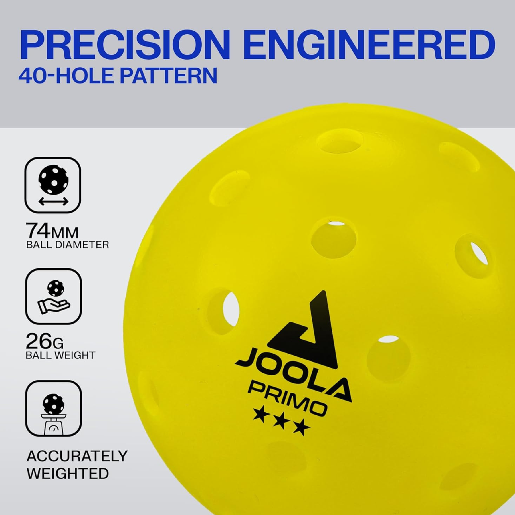 Joola Plastic Primo Outdoor Pickleballs 4 Pack - Yellow