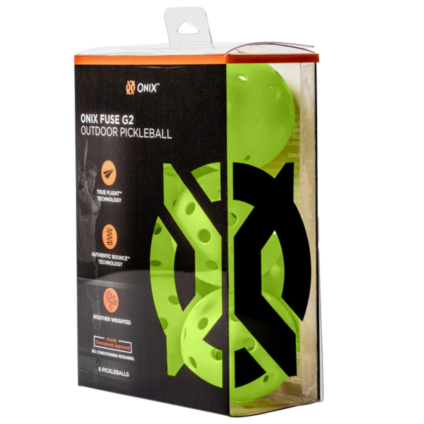 Onix Fuse G2 Outdoor Pickleballs 6 Pack - Neon Green