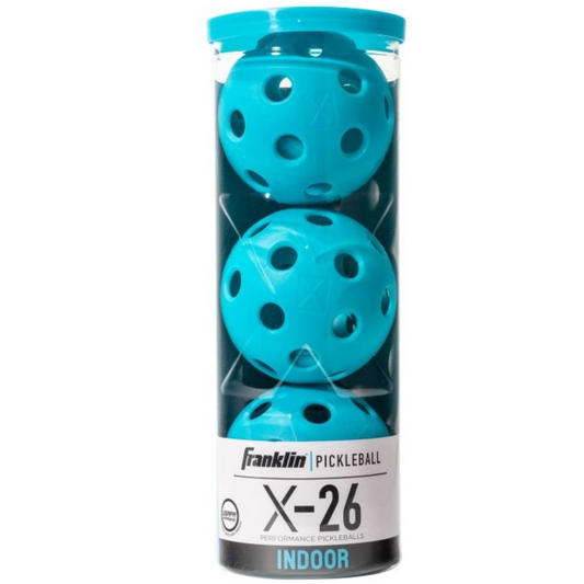 Franklin X-26 Indoor 3 Pack Tube Pickleballs - Blue