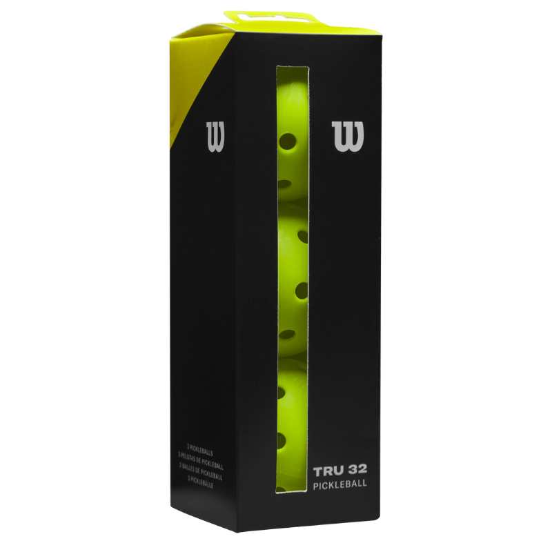 Wilson TRU 32 Indoor 3 Pack Pickleballs - Neon Yellow