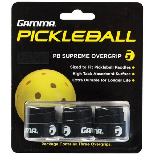 Gamma Pickleball Supreme Overgrip - 3 Pack - Black