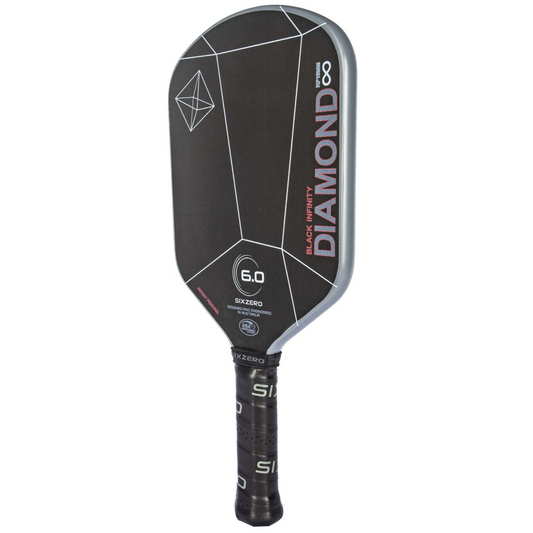 Six Zero Infinity Edgeless Black Diamond Power 16mm Pickleball Paddle - Grey & Red