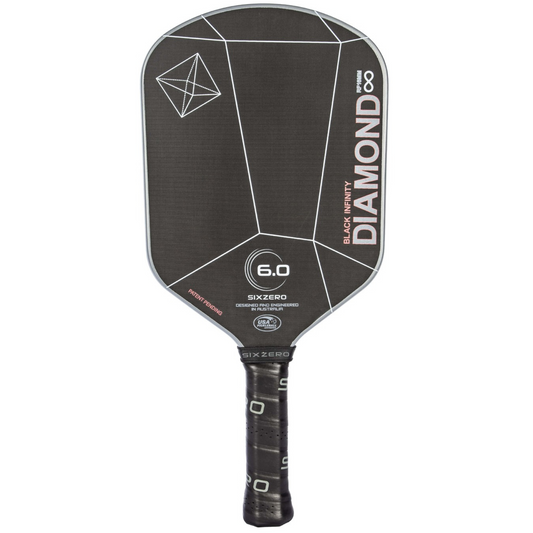 Six Zero Infinity Edgeless Black Diamond Power 16mm Pickleball Paddle - Grey & Red