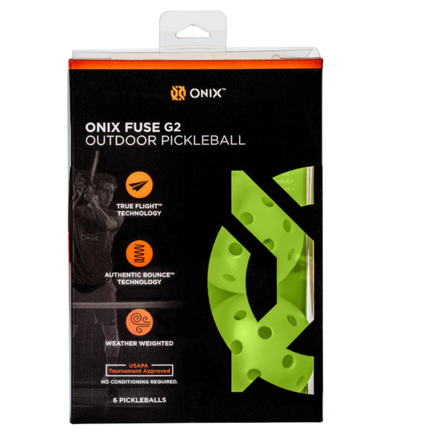 Onix Fuse G2 Outdoor Pickleballs 6 Pack - Neon Green