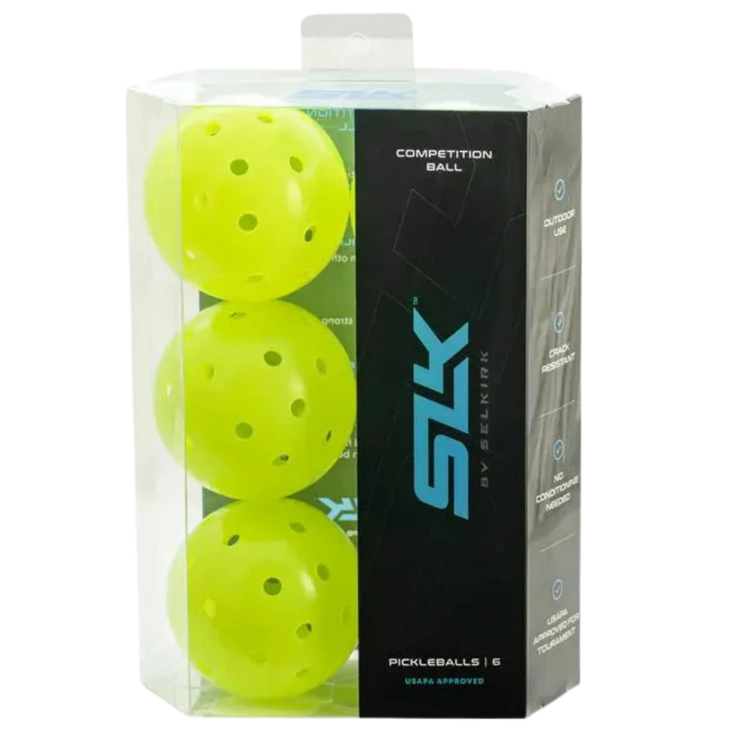 Selkirk SLK Competition Outdoor Pickleballs 6 Pack - Neon