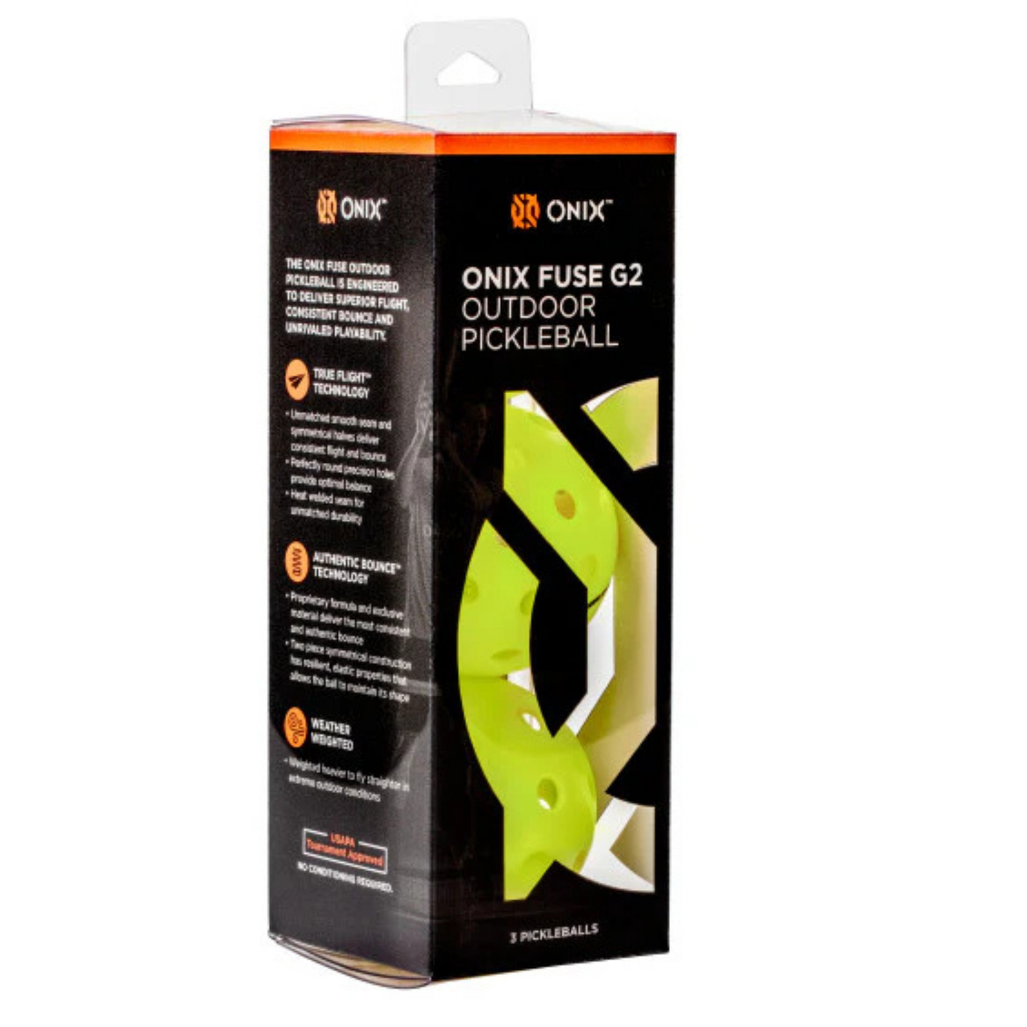 Onix Fuse G2 Outdoor Pickleballs 3 Pack - Neon Green