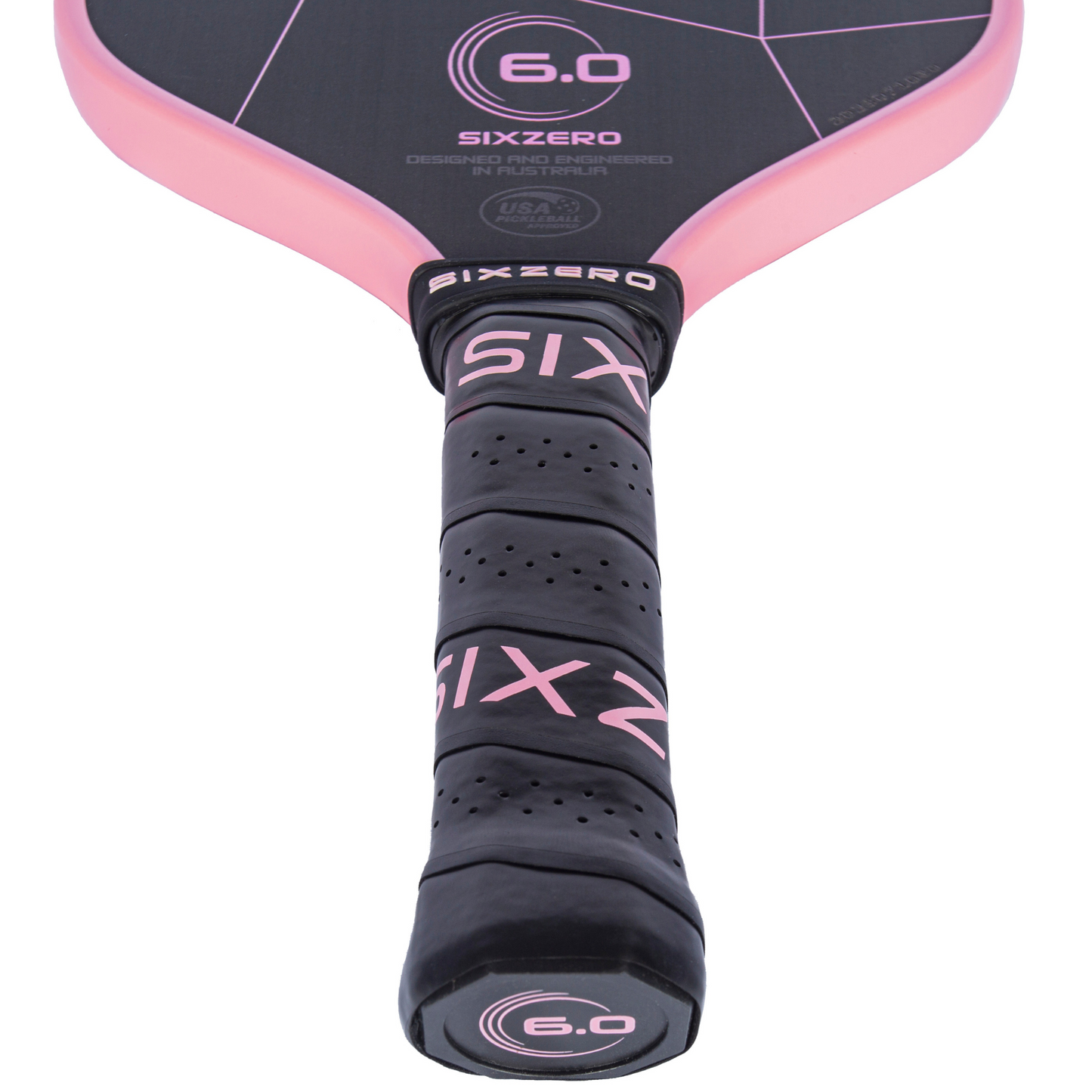 Six Zero Double Black Diamond Control 16mm Pickleball Paddle - Cherry Blossom Pink (Pink Edgeguard)
