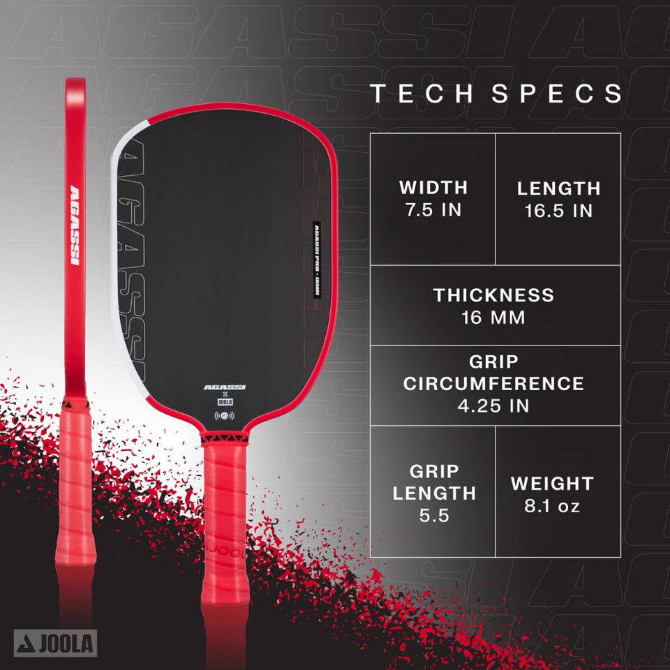 JOOLA Andre Agassi Pro 16mm Pickleball Paddle Specs