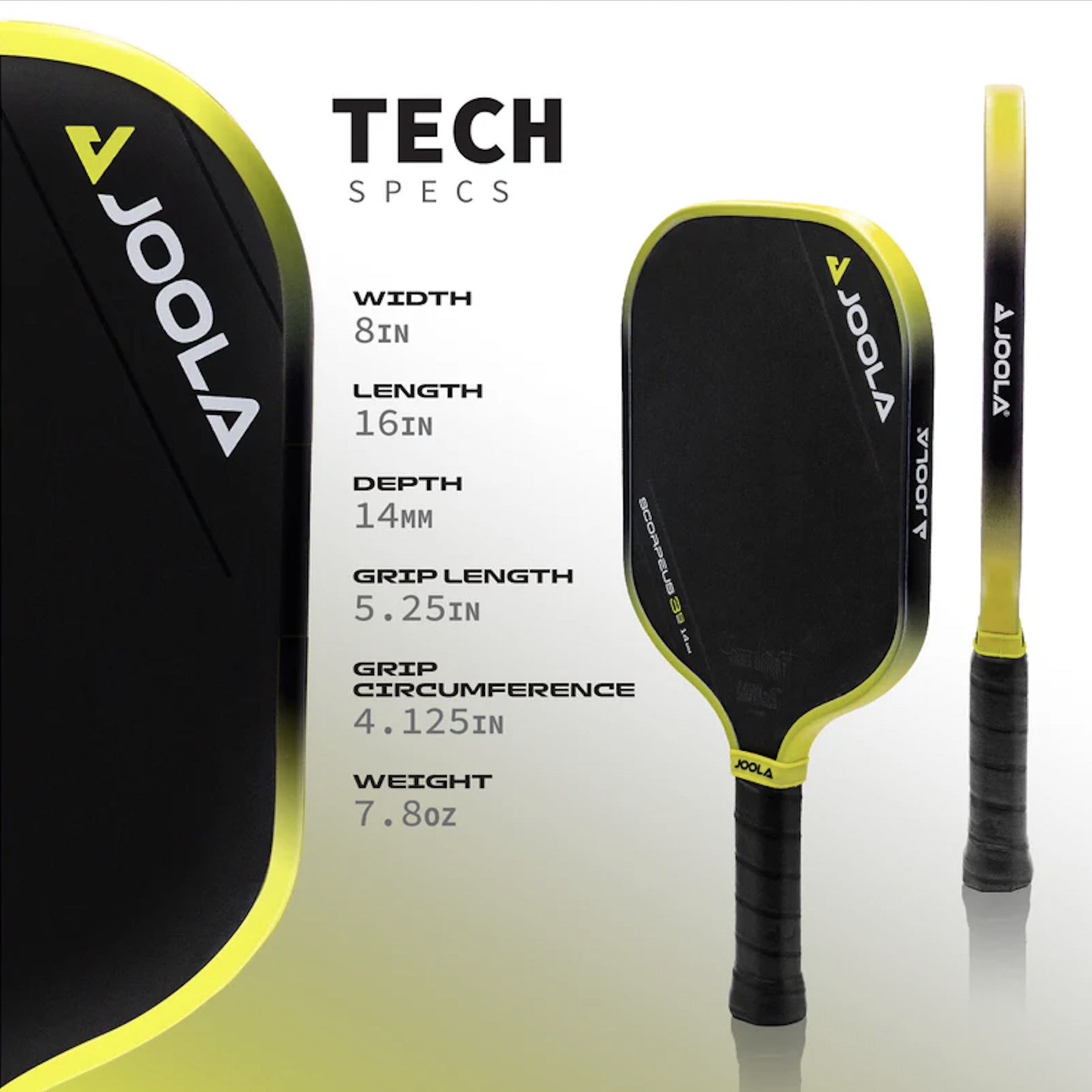 JOOLA Anna Bright Scorpeus 3S 14mm Pickleball Paddle Technical Specs