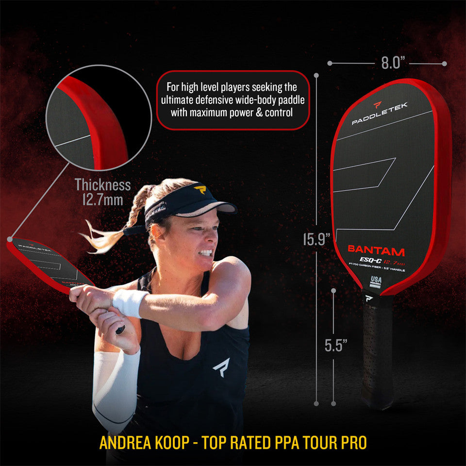 Paddletek Bantam ESQ-C 12.7mm Pickleball Paddle Andrea Koop