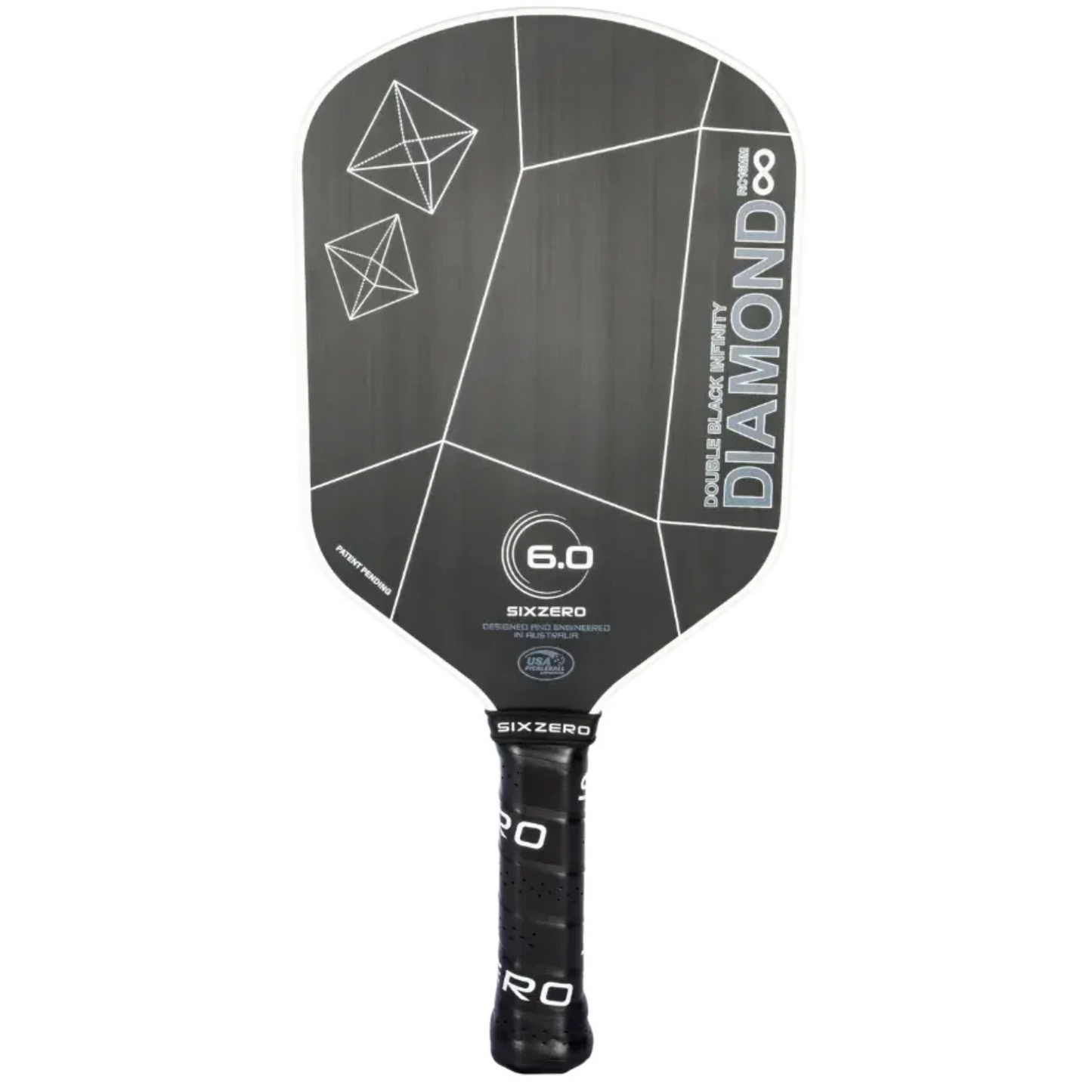 Six Zero Infinity Edgeless Double Black Diamond Control 16mm Pickleball Paddle - White