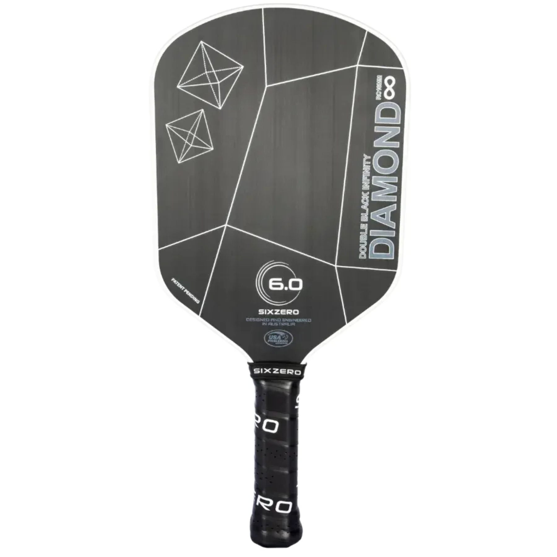 Six Zero Infinity Edgeless Double Black Diamond Control 16mm Pickleball Paddle - White