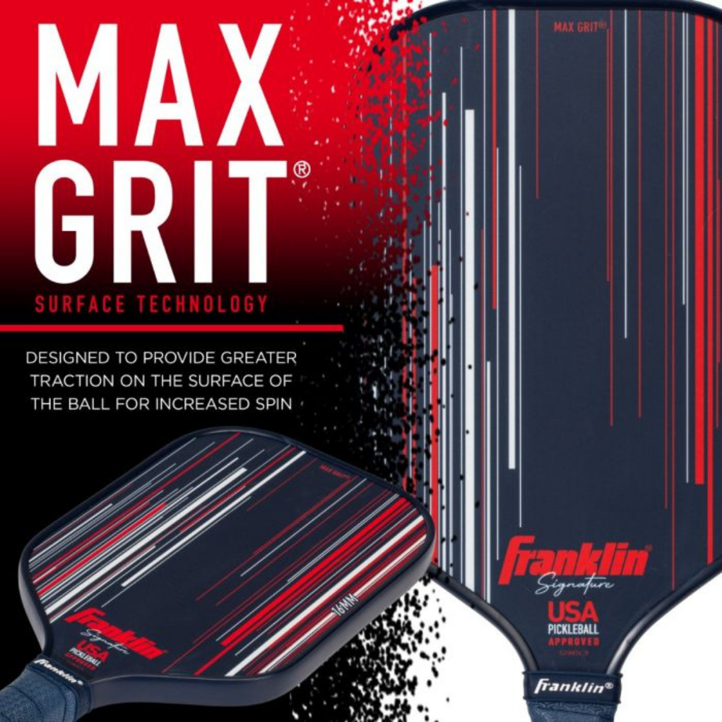 Franklin Signature Series Fiberglass 16mm with Maxgrit Pickleball Paddle