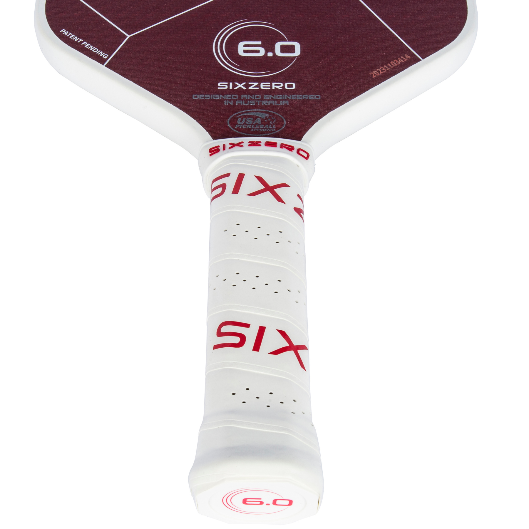 Six Zero Ruby 16mm Pickleball Paddle - White & Red