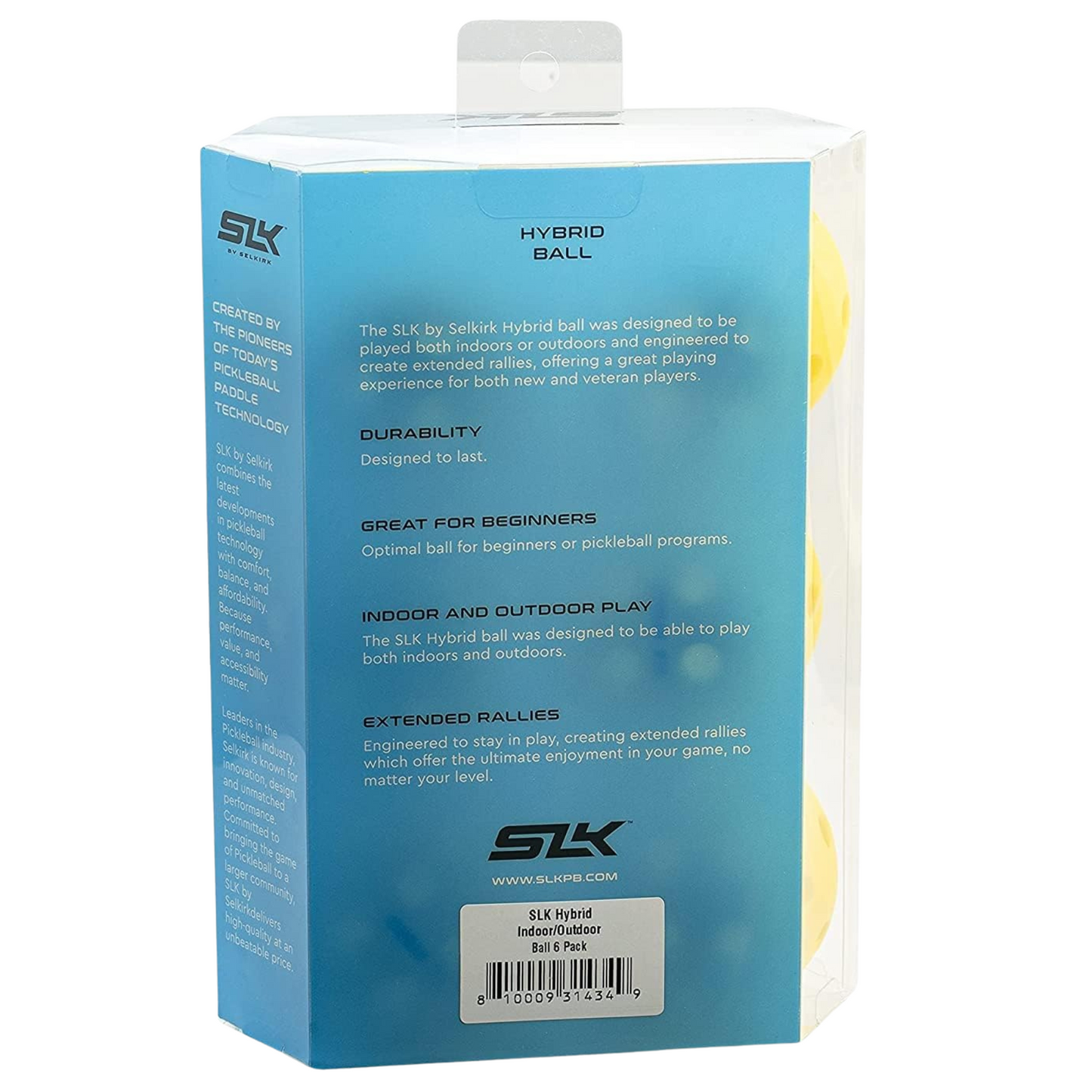 Selkirk SLK Hybrid Indoor Outdoor 6 Pack Pickleballs - Yellow