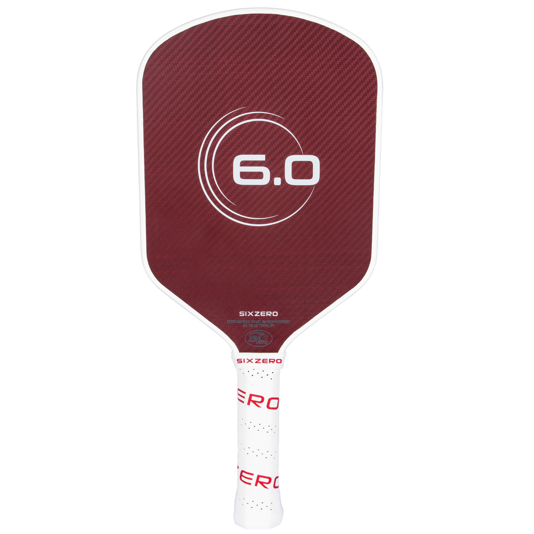 Six Zero Ruby 16mm Pickleball Paddle - White & Red