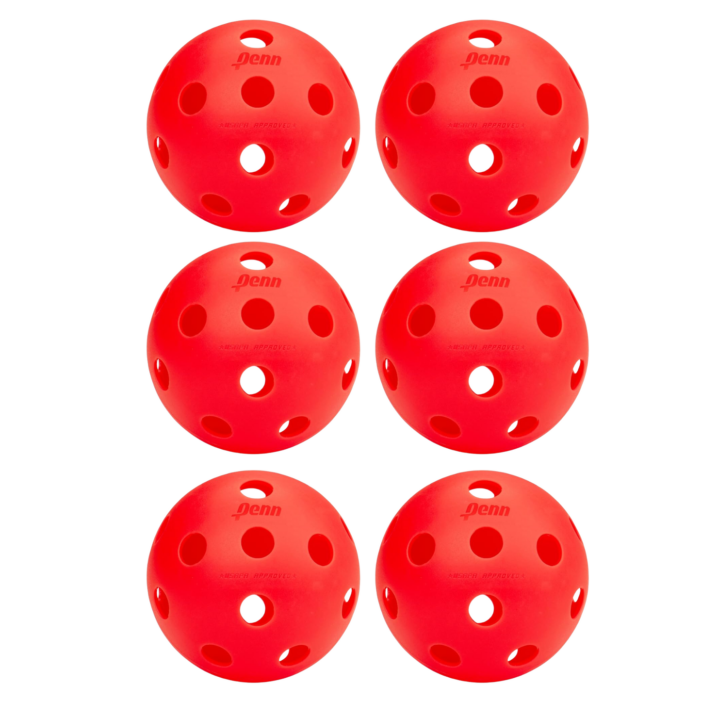 Penn 26 Indoor Pickleball 6 Pack - Hot Lava Red