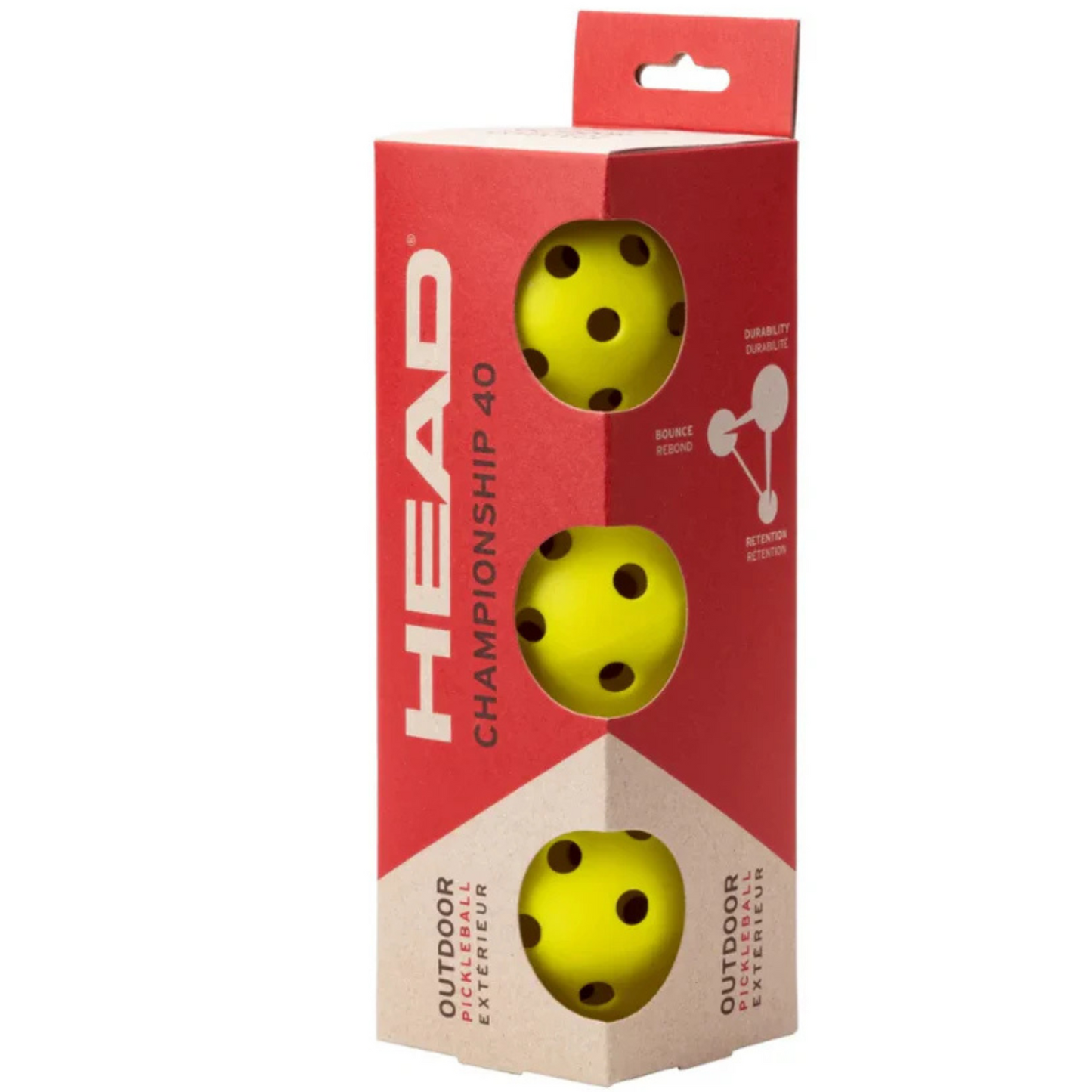 Head 3B Championship 40 Outdoor Pickleball Ball 3 Pack - Yellow