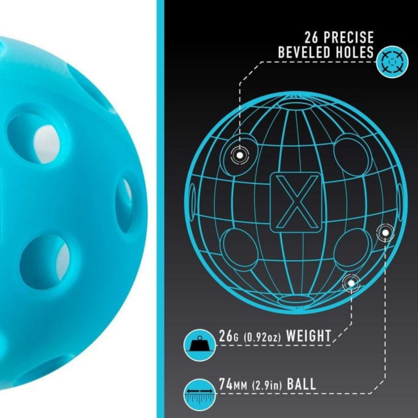 Franklin X-26 Indoor 3 Pack Tube Pickleballs - Blue