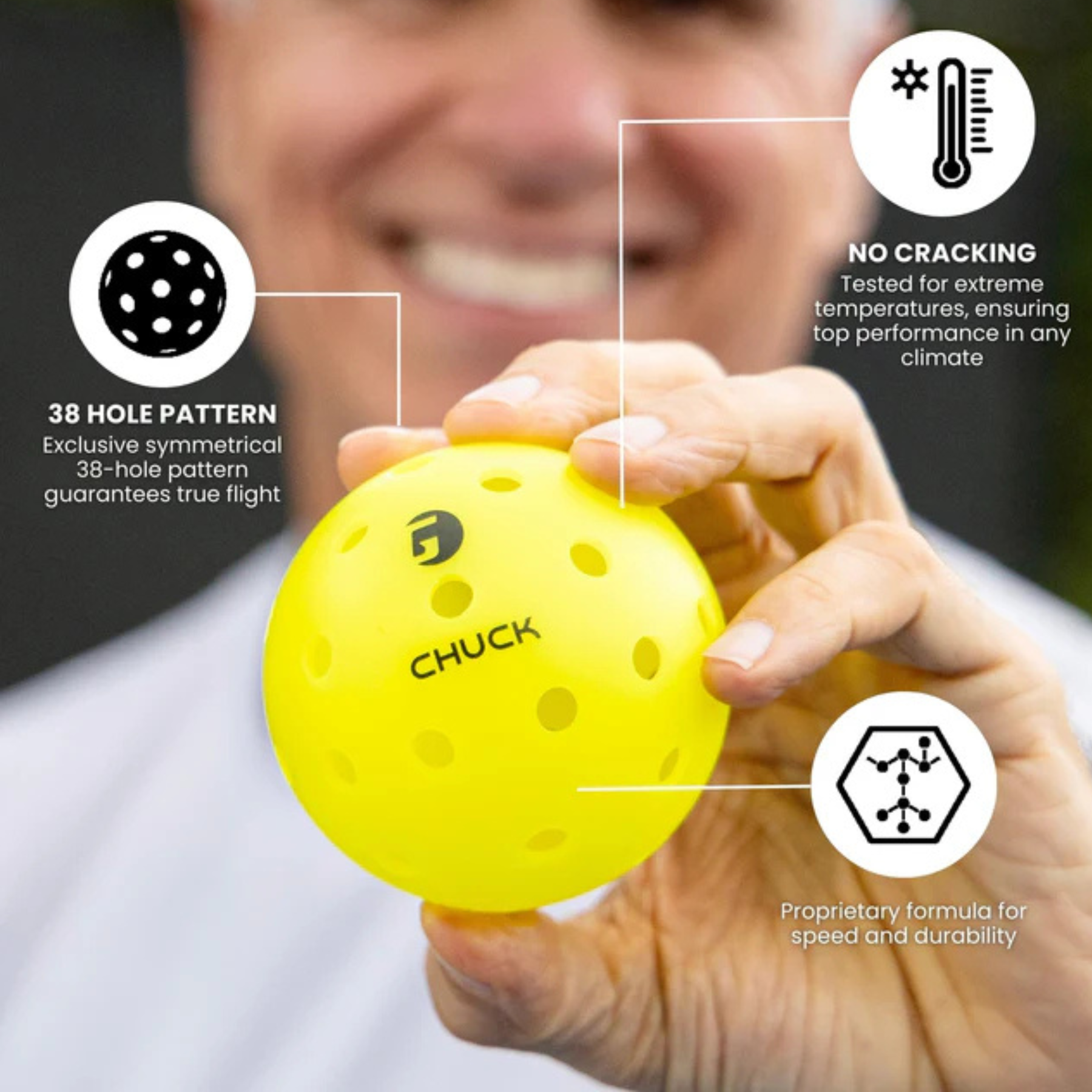 Gamma Chuck Outdoor Pickleball 48 Pack - Bright Yellow