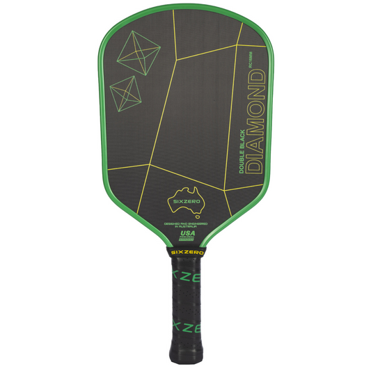 Six Zero Double Black Diamond Control 16mm Pickleball Paddle - Australian Green & Gold
