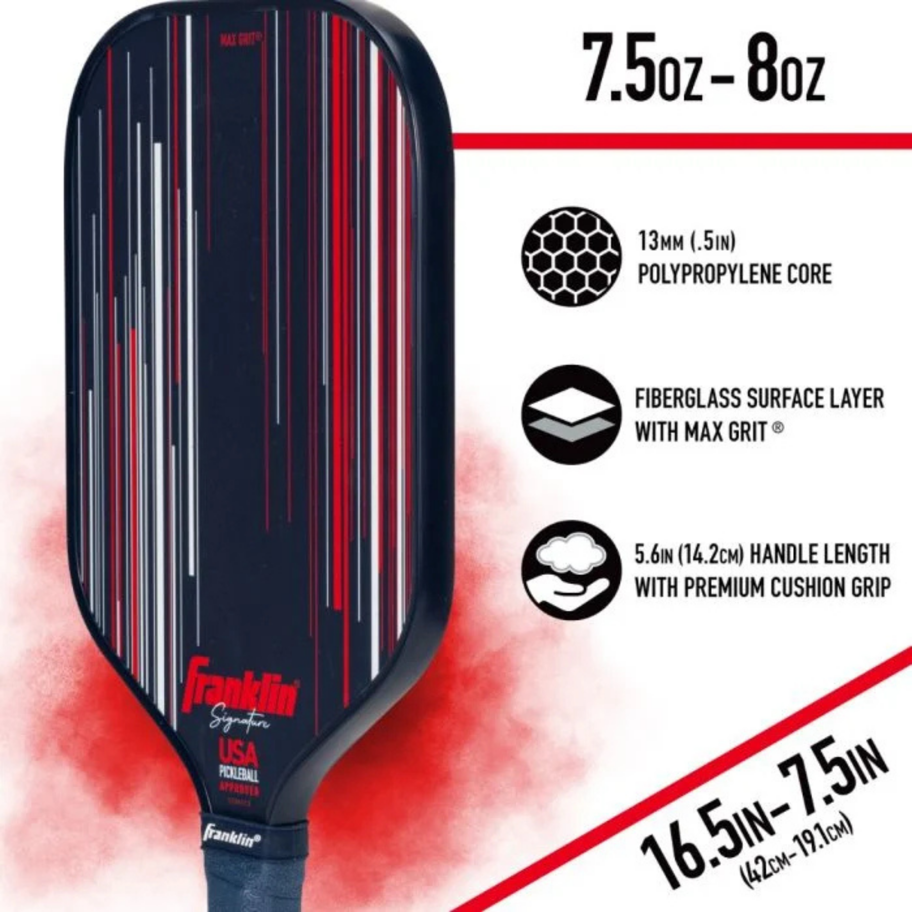 Franklin Signature Series Fiberglass 13mm with Maxgrit Pickleball Paddle