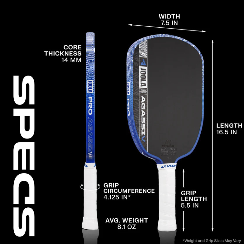JOOLA Agassi Pro V Andre Agassi 14mm Pickleball Paddle -  Royal Blue