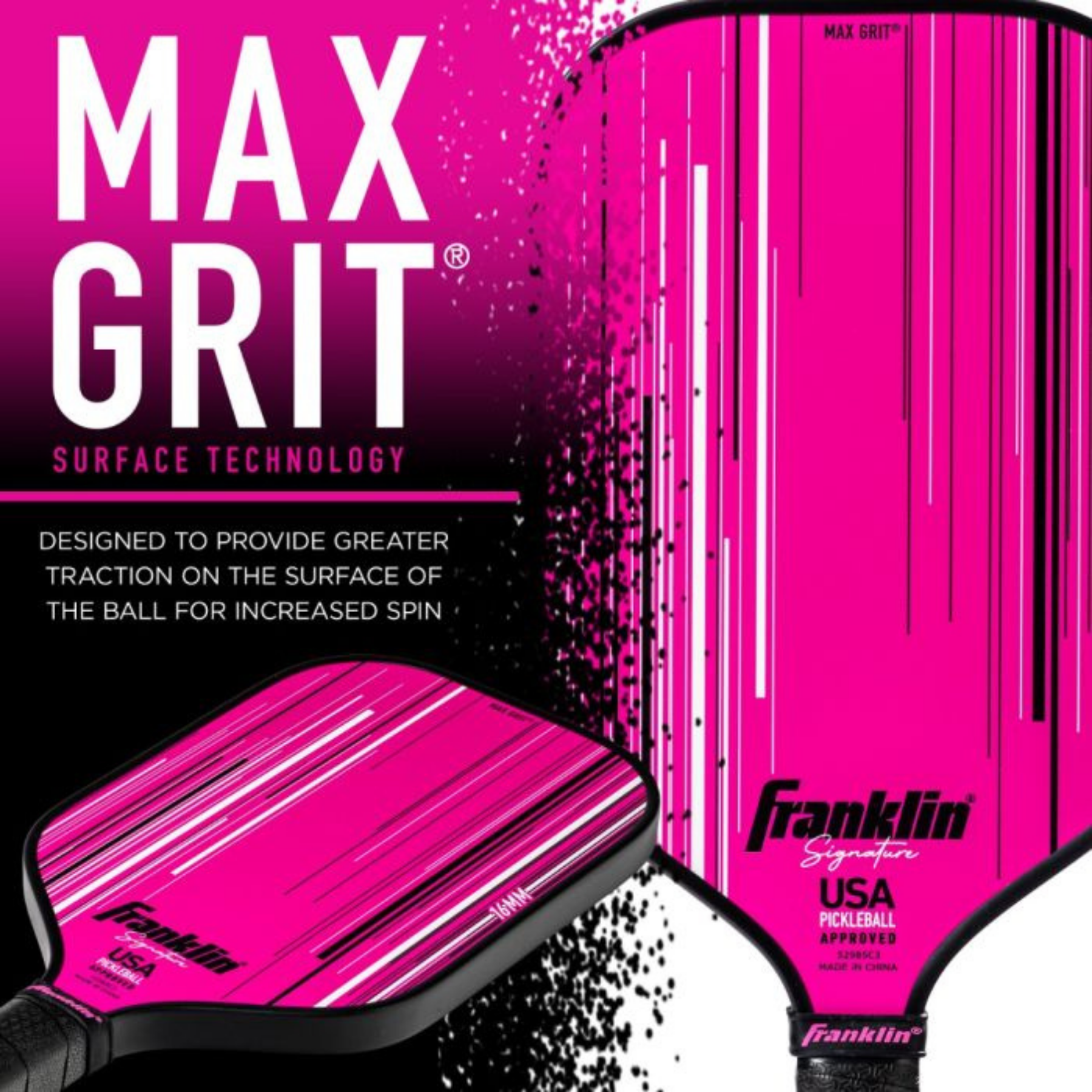 Franklin Signature Series Fiberglass 16mm with Maxgrit Pickleball Paddle