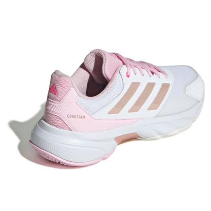 Adidas Courtjam Control 3 Women Tennis Shoes - White/Silver Metallic/Lucid Pink