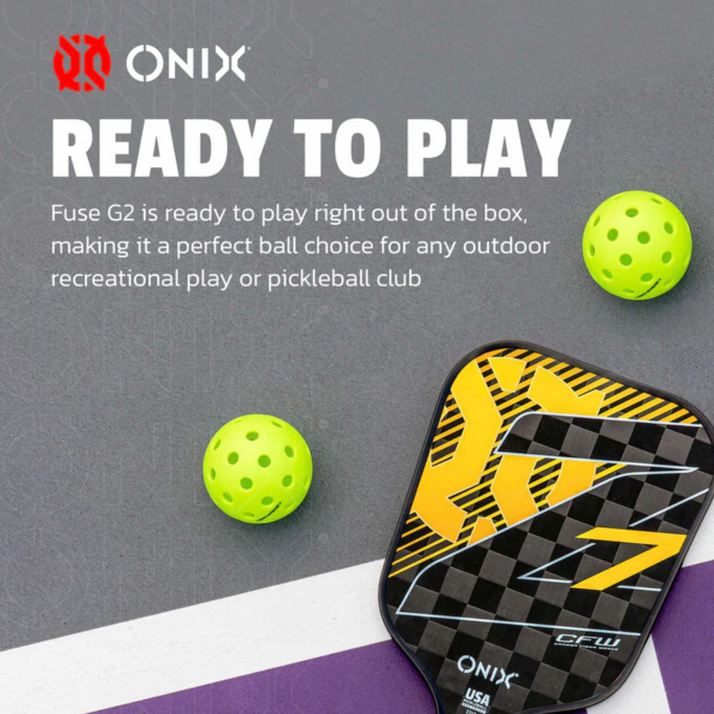 Onix Fuse G2 Outdoor Pickleballs 100 Pack - Yellow