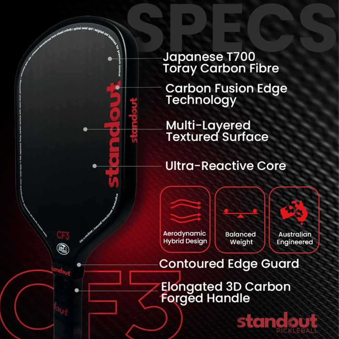 Standout CF3 16mm Pickleball Paddle - Red