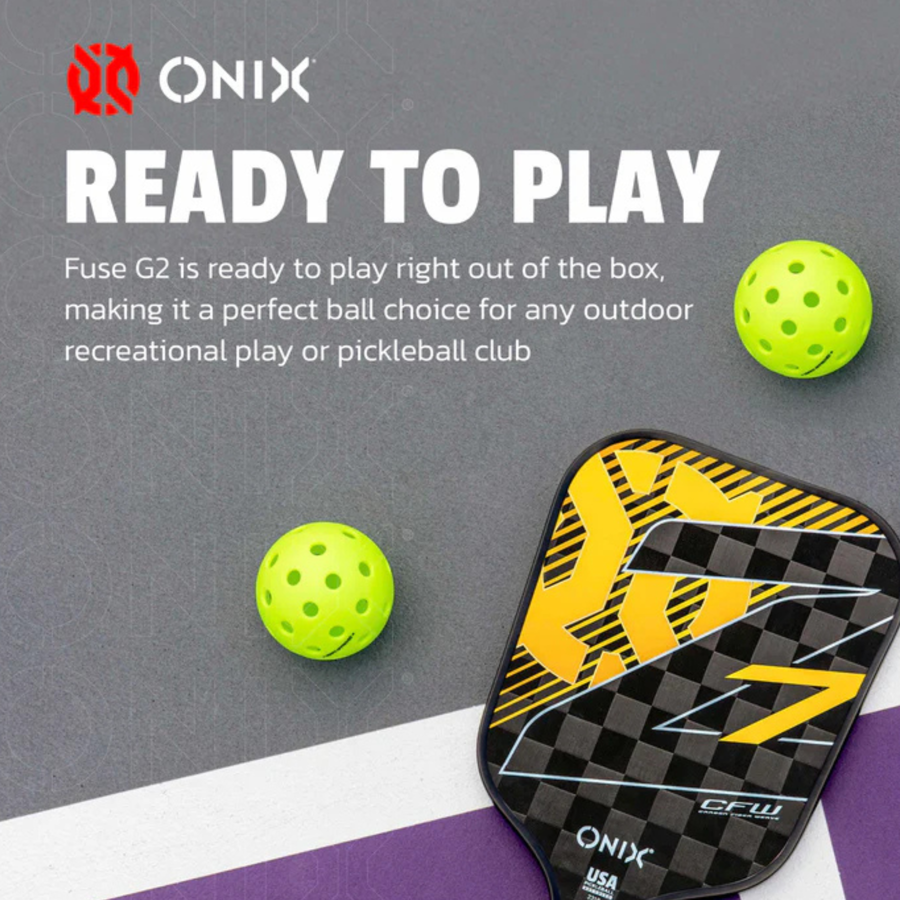 Onix Fuse G2 Outdoor Pickleballs 3 Pack - Neon Green