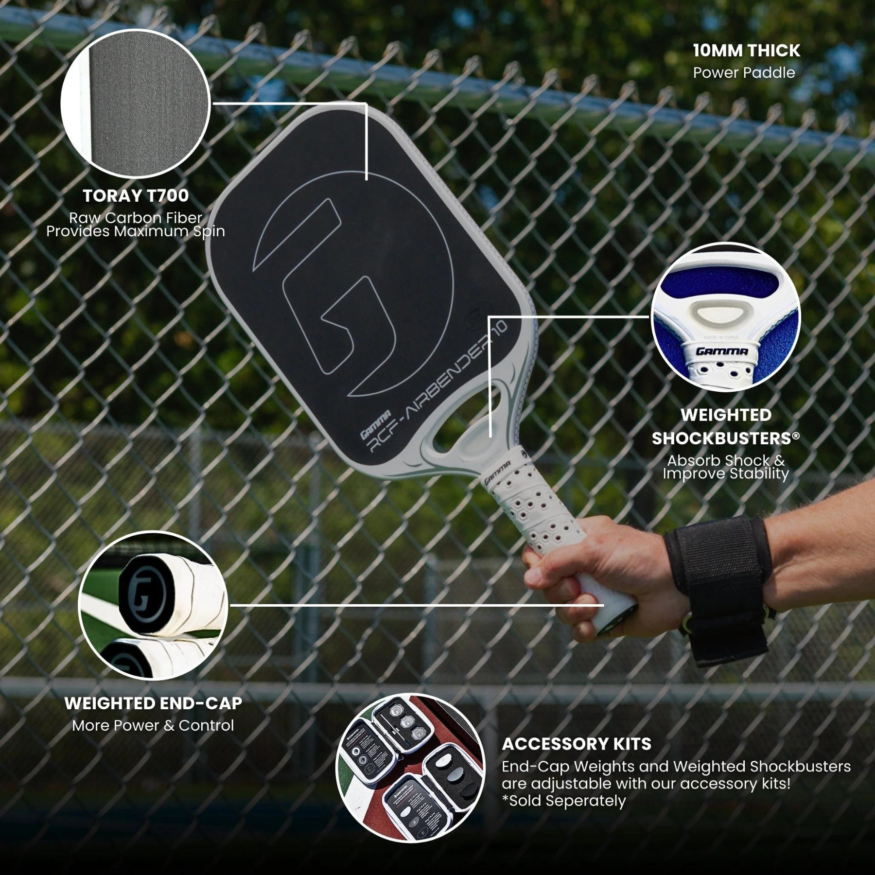 Gamma RCF Airbender 10 Pickleball Paddle