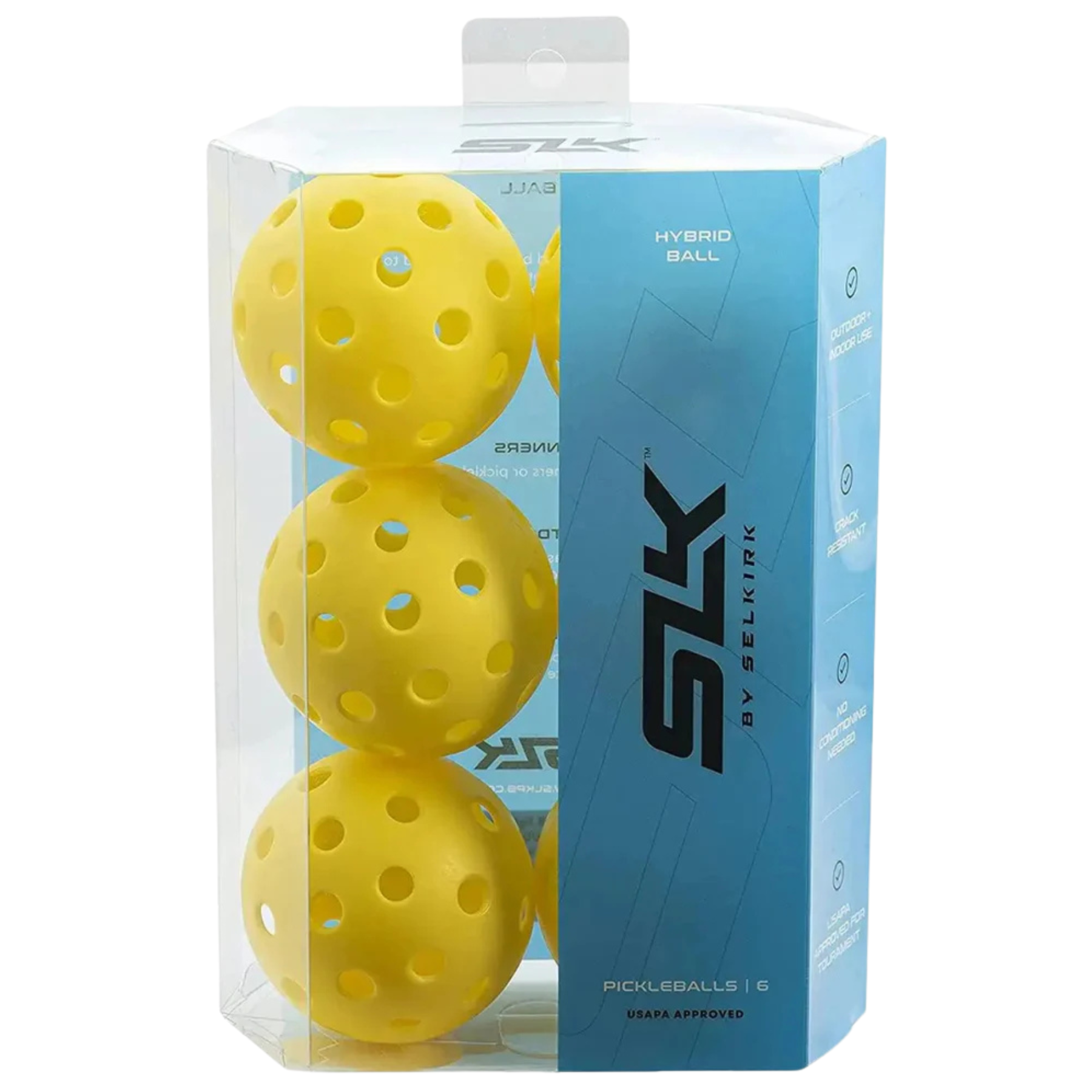 Selkirk SLK Hybrid Indoor Outdoor 6 Pack Pickleballs - Yellow