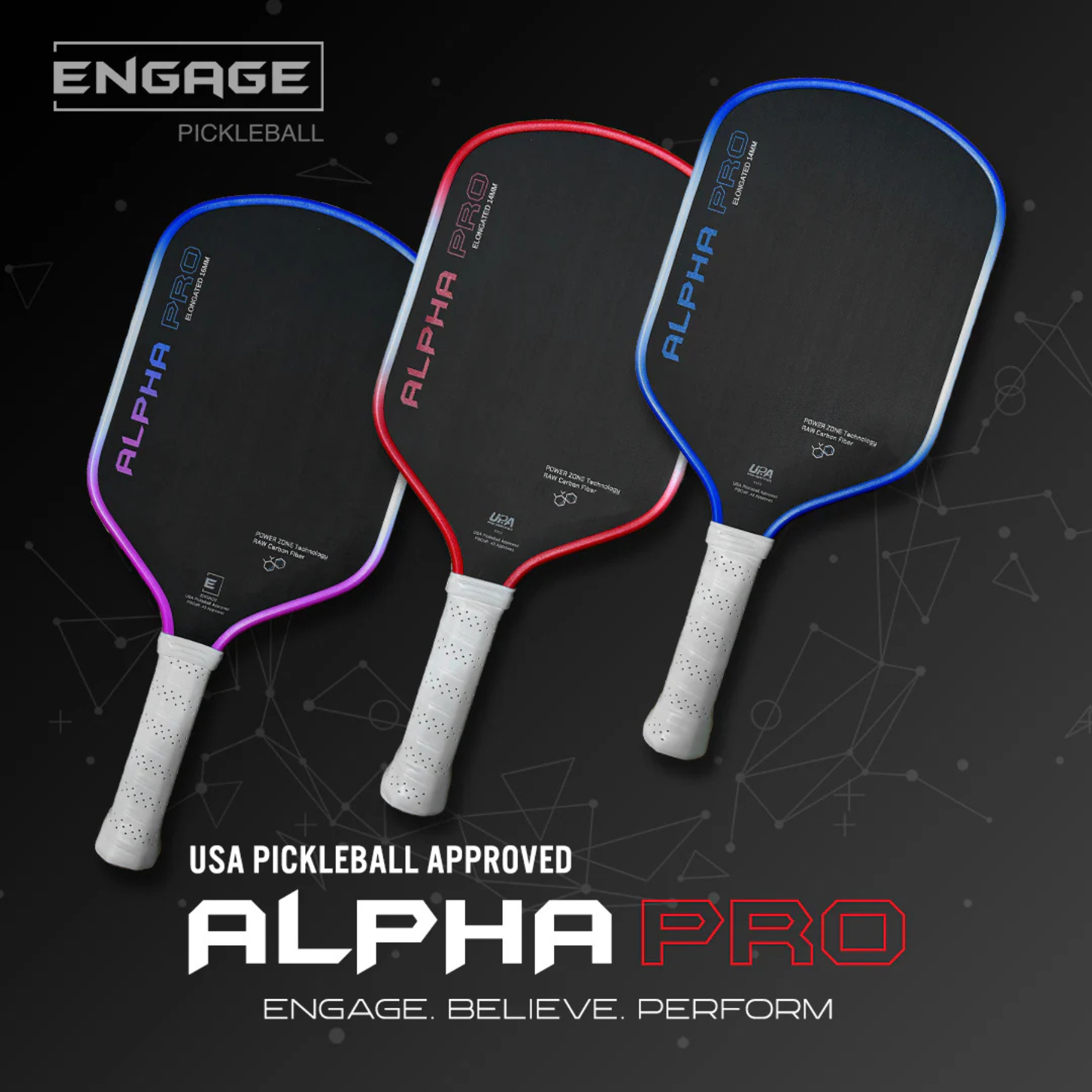 Engage Alpha Pro 16mm Elongated Pickleball Paddle