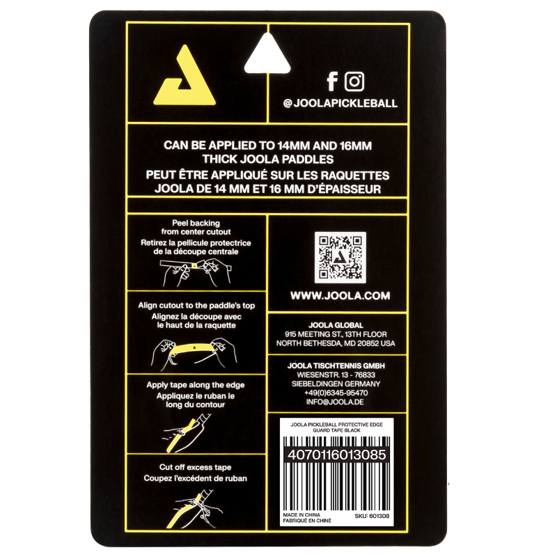 JOOLA Pro V Protective Edge Guard Tape - Black (28mm x 760mm - 3 Pack)