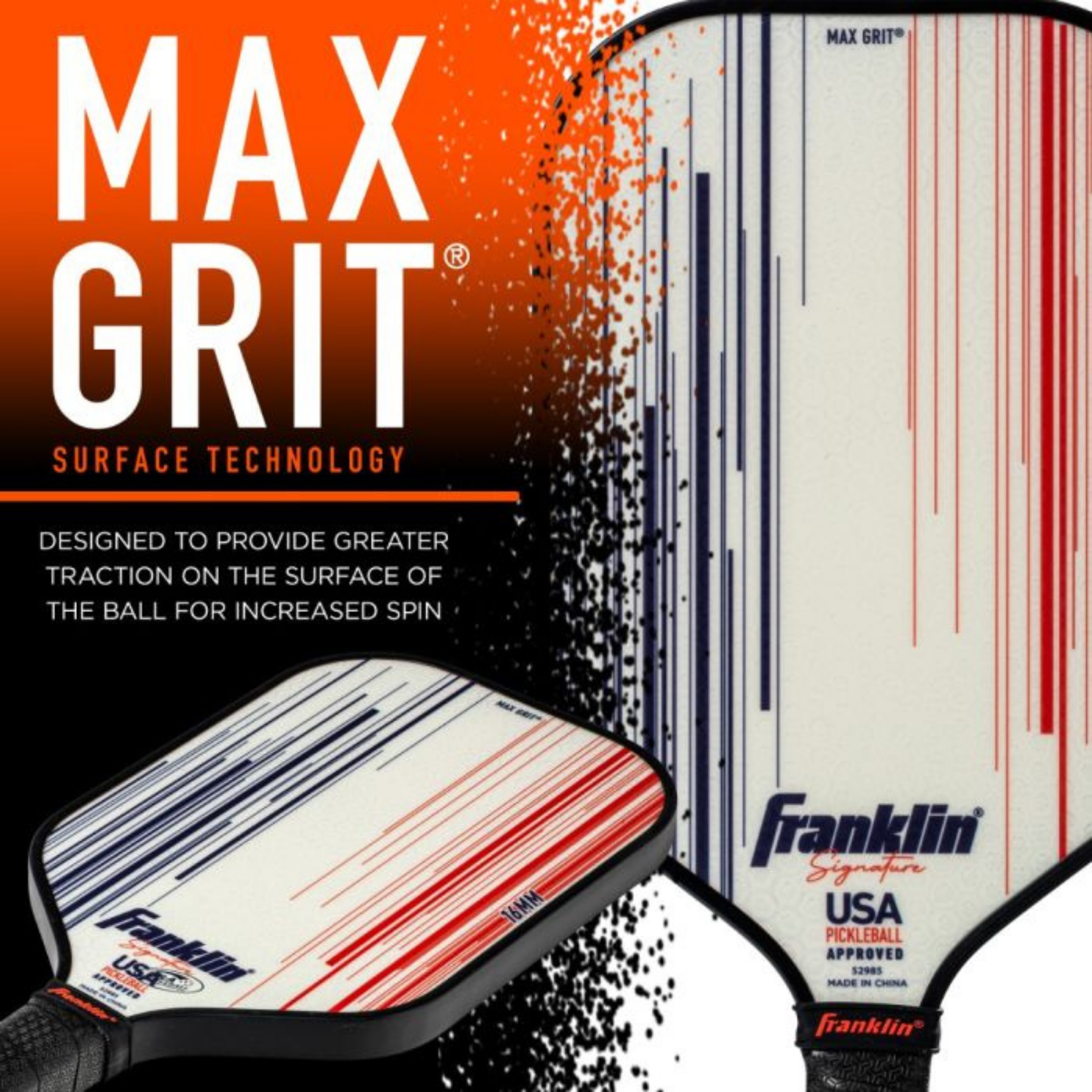 Franklin Signature Series Fiberglass 16mm with Maxgrit Pickleball Paddle