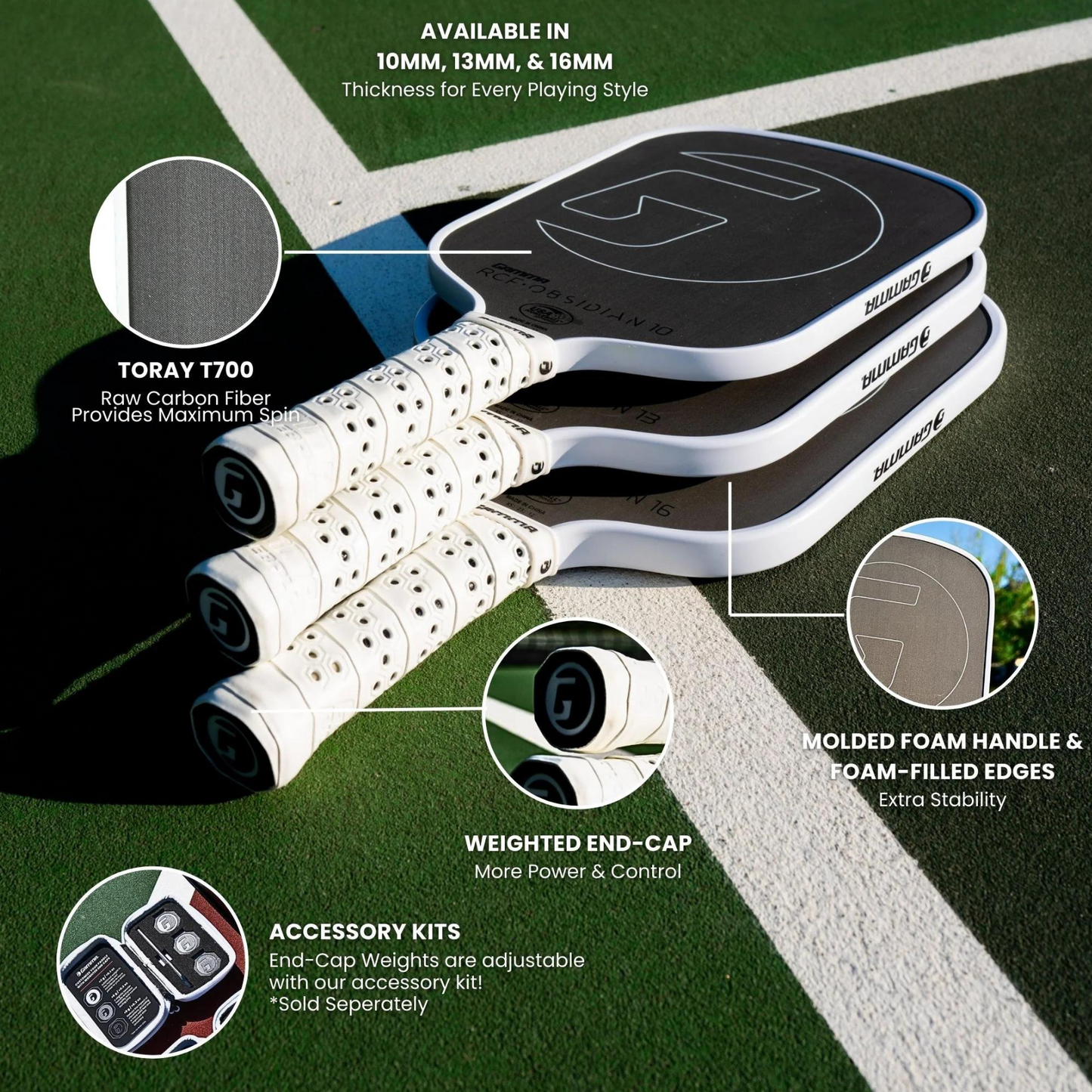 Gamma  RCF Obsidian 16 Pickleball Paddle