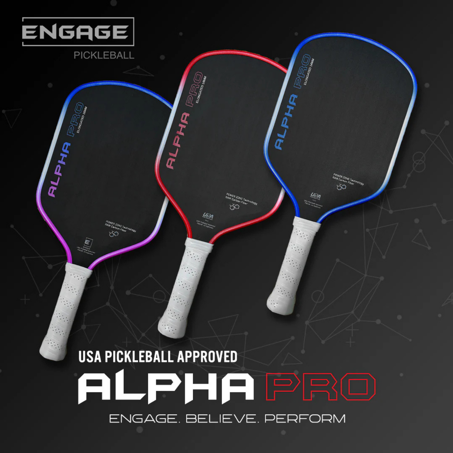 Engage Alpha Pro 14mm Thermoformed Power and Spin Pickleball Paddle