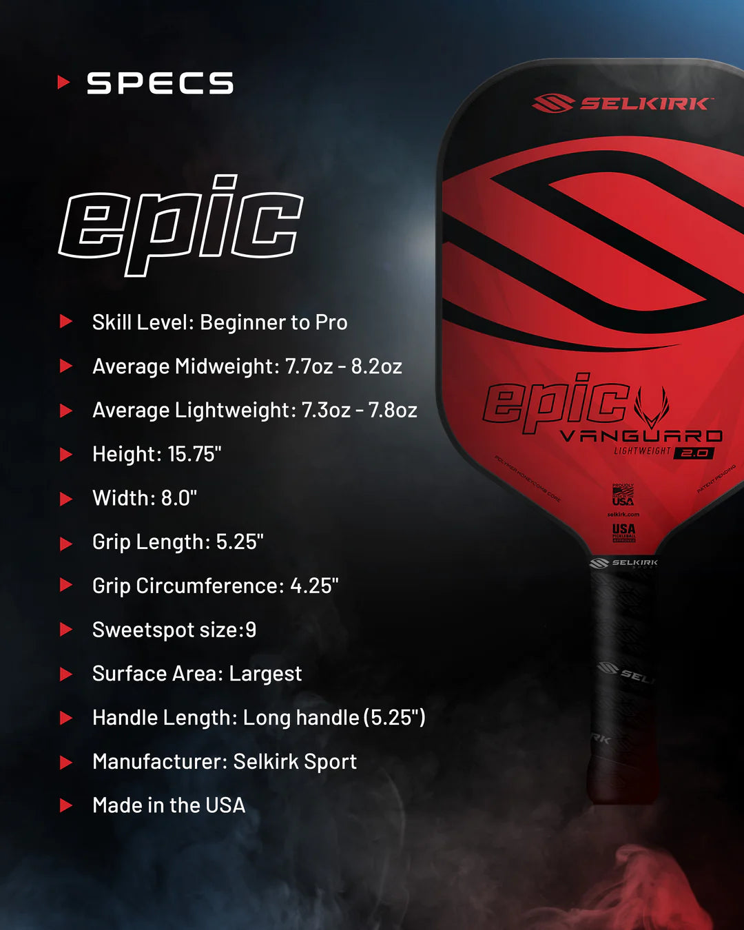 Selkirk Vanguard 2.0 Epic - Lightweight