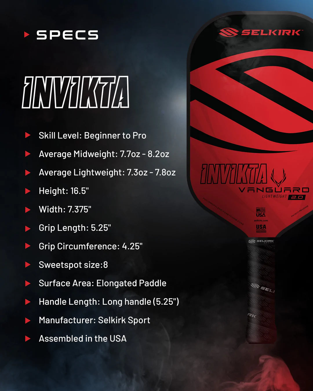 Selkirk Vanguard 2.0 Invikta - Lightweight