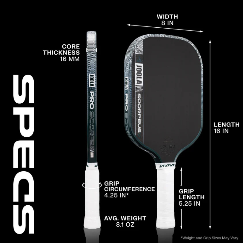 JOOLA Scorpeus Pro V Collin Johns Club 16mm Pickleball Paddle - Green