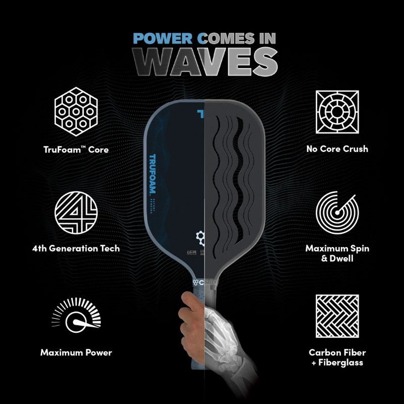 CRBN¹ TruFoam Waves Elongated Long Handle Pickleball Paddle