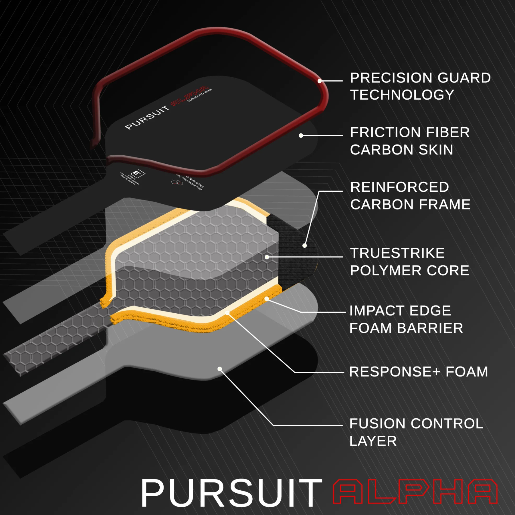 Engage New Pursuit Alpha 16mm Thermoformed Control and Spin Pickleball Paddle