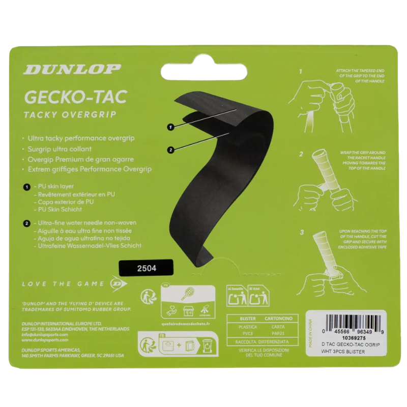 Dunlop Gecko-Tac Blister Overgrip 3-Pack - White