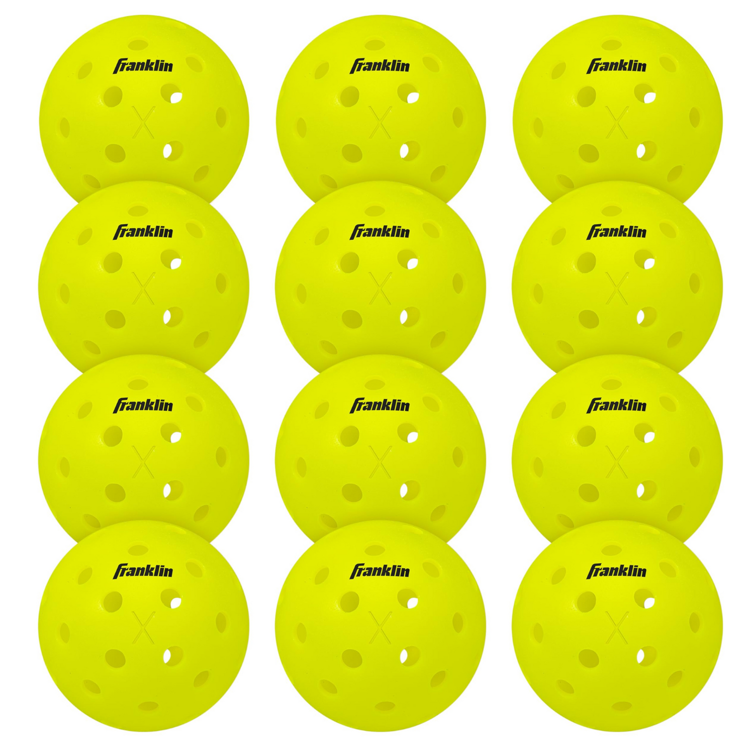 Franklin  X-40  Outdoor 12 Pack Box Pickleballs - Optic Yellow